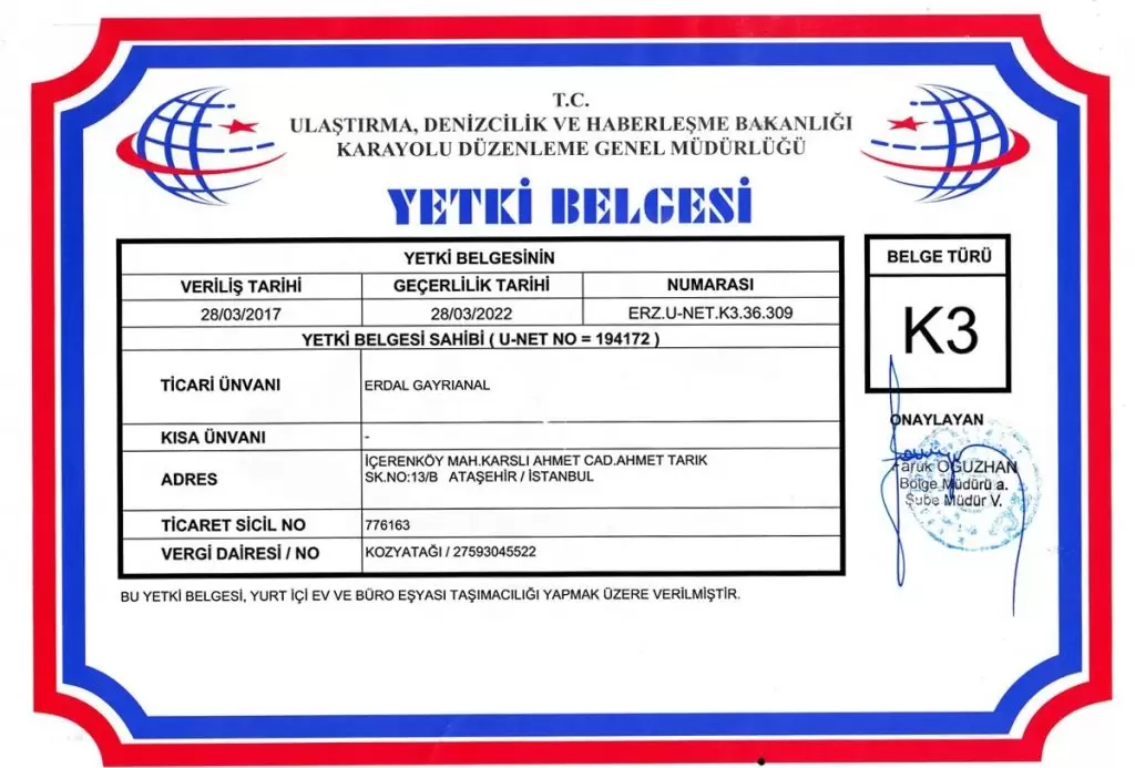 Ulusal Nakliyat yetki belgesi